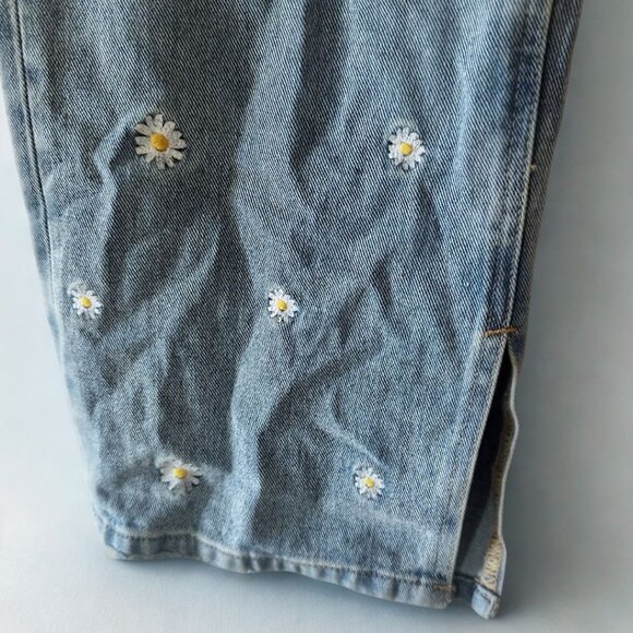 Mica Daisy Embroidered Wide Leg Jeans High Rise Denim Pants Size 32 - Picture 6 of 8